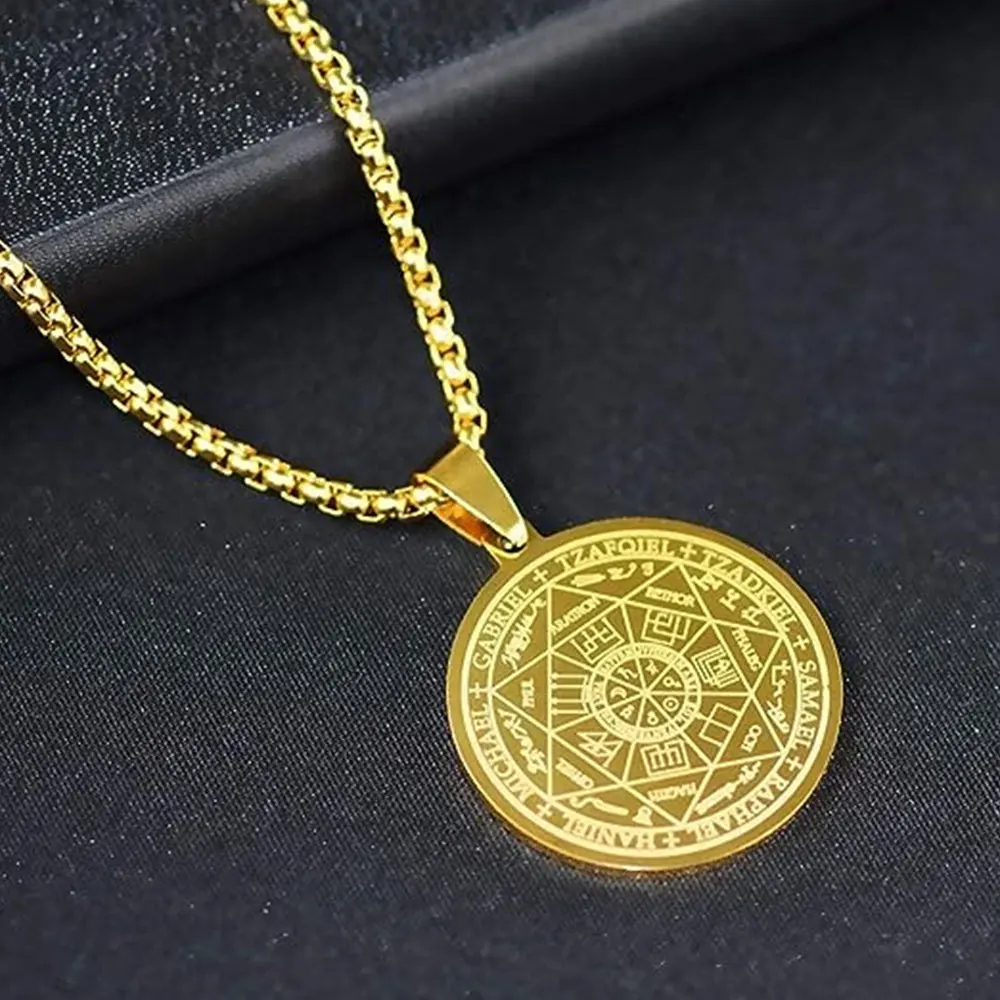 Seal of The 7 Archangels Pendant Necklaces for Men Seal of Solomon Spiritual Talisman Protection Amulet Stainless Steel Jewelry Seal of The 7 Archangels Pendant Necklaces for Men Seal of Solomon Spiritual Talisman Protection Amulet Stainless Steel Jewelry