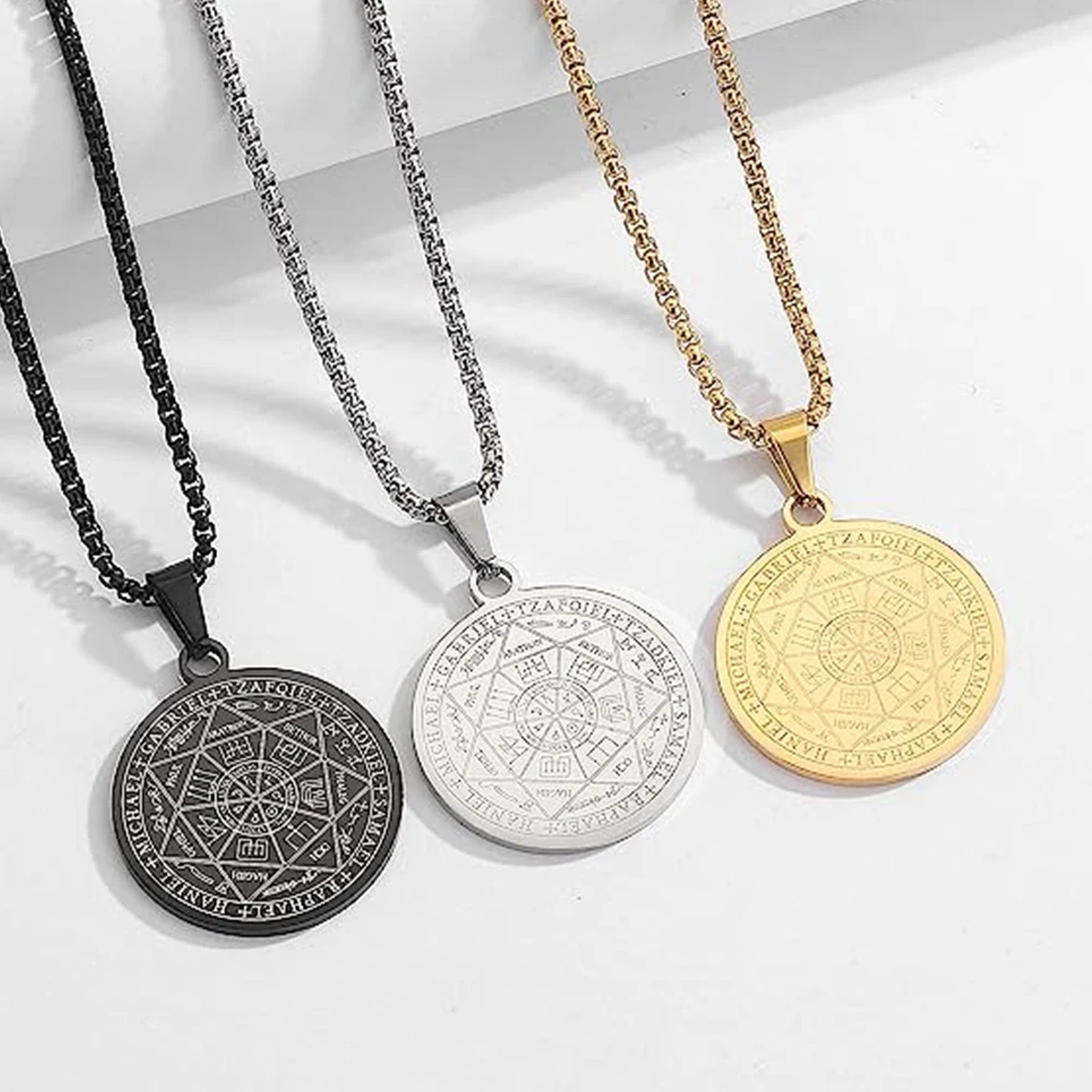 Seal of The 7 Archangels Pendant Necklaces for Men Seal of Solomon Spiritual Talisman Protection Amulet Stainless Steel Jewelry Seal of The 7 Archangels Pendant Necklaces for Men Seal of Solomon Spiritual Talisman Protection Amulet Stainless Steel Jewelry