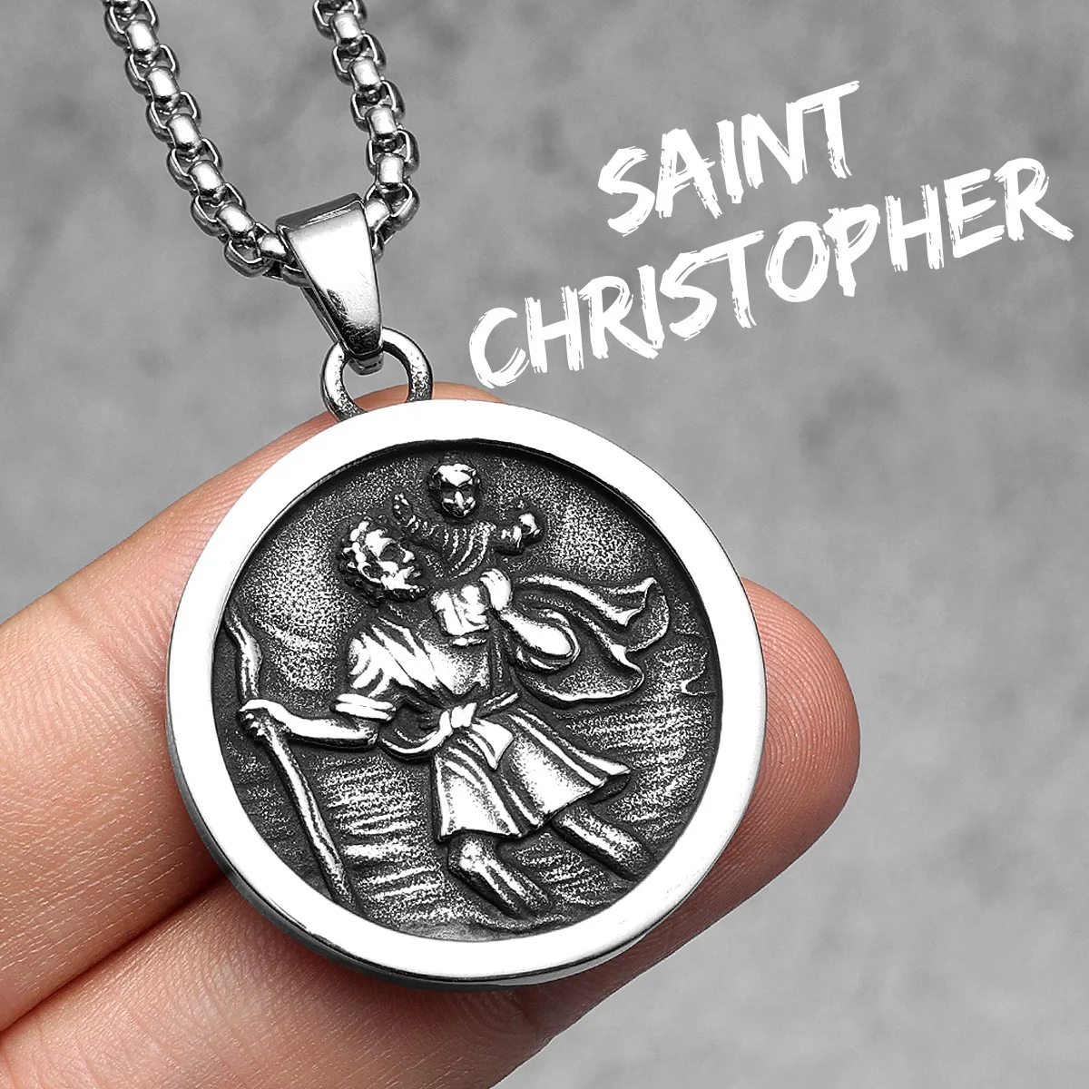 St.Christopher Rero Amulets Stainless Steel Men Necklaces Pendant Chain Punk For Women Fashion Jewelry Gifts Wholesale