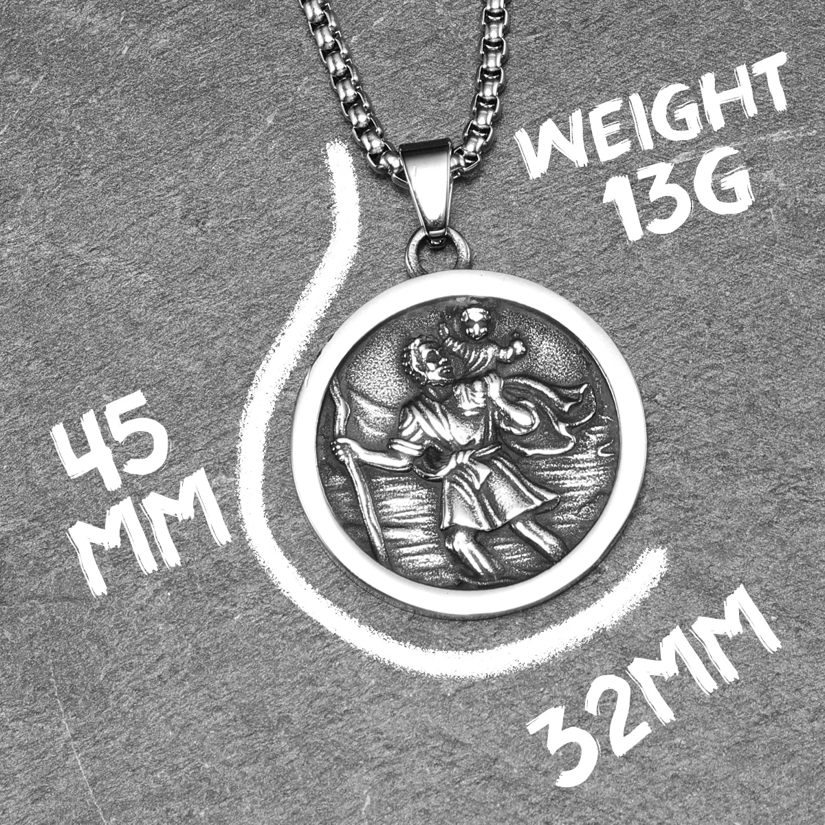 St.Christopher Rero Amulets Stainless Steel Men Necklaces Pendant Chain Punk For Women Fashion Jewelry Gifts Wholesale St.Christopher Rero Amulets Stainless Steel Men Necklaces Pendant Chain Punk For Women Fashion Jewelry Gifts Wholesale