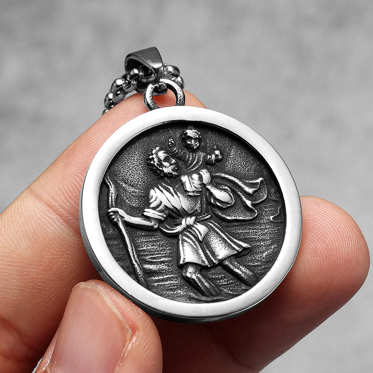 St.Christopher Rero Amulets Stainless Steel Men Necklaces Pendant Chain Punk For Women Fashion Jewelry Gifts Wholesale St.Christopher Rero Amulets Stainless Steel Men Necklaces Pendant Chain Punk For Women Fashion Jewelry Gifts Wholesale