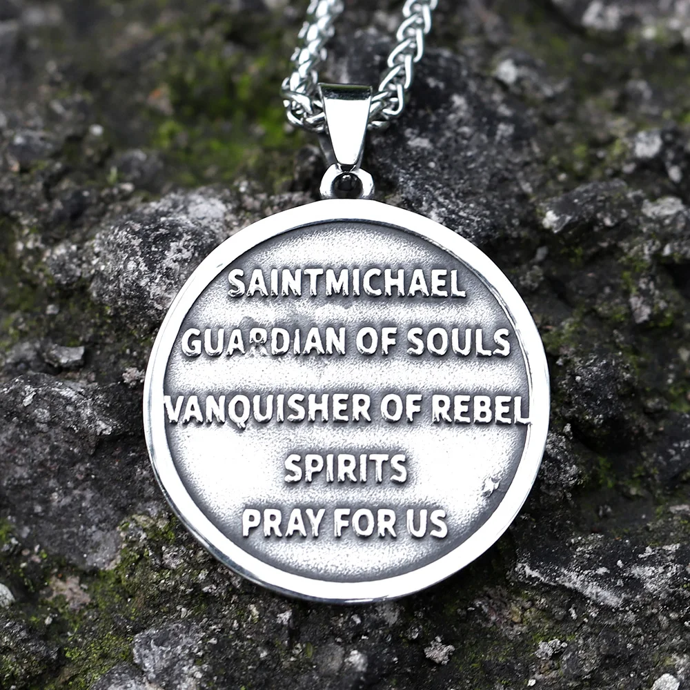 new Men Stainless Steel Archangel St.Michael Guardian Pendant Necklaces Fashion Jewelry Creativity Chains Gifts new Men Stainless Steel Archangel St.Michael Guardian Pendant Necklaces Fashion Jewelry Creativity Chains Gifts