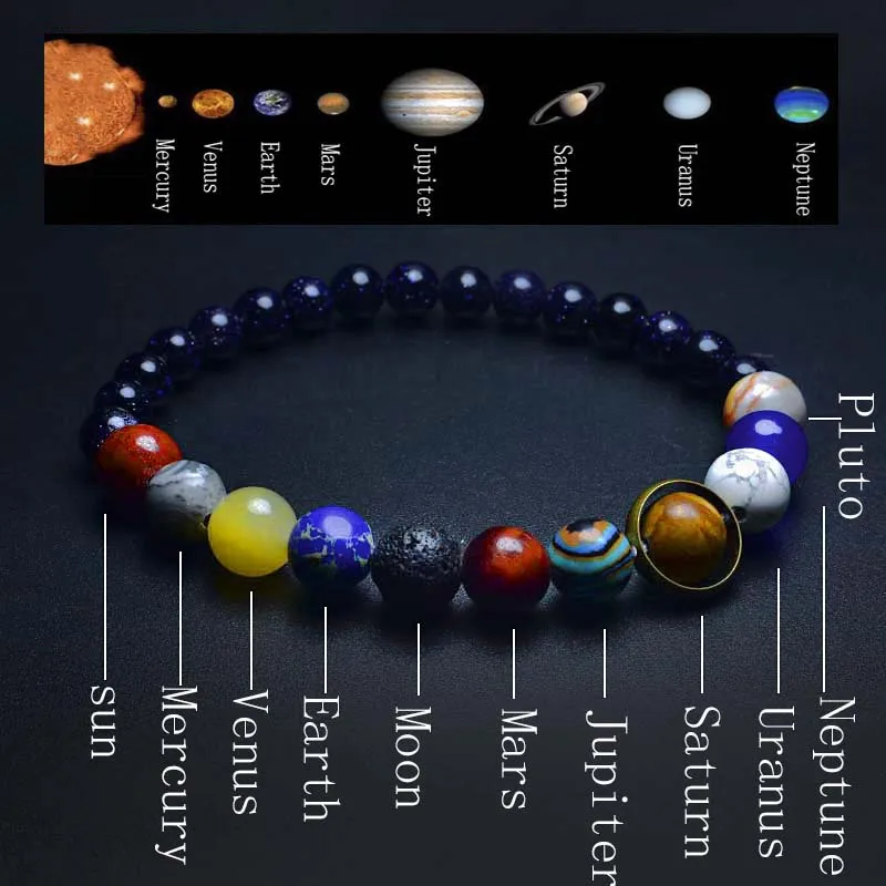 Unique Eight Planets Bracelet Homme Female 6mm 8mm Natural Volcanic Rock Braslet Lapis Lazuli Beaded Brazalete Chakra Braclet Unique Eight Planets Bracelet Homme Female 6mm 8mm Natural Volcanic Rock Braslet Lapis Lazuli Beaded Brazalete Chakra Braclet