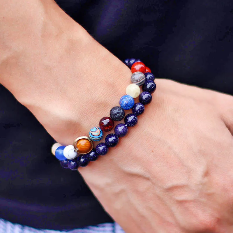 Unique Eight Planets Bracelet Homme Female 6mm 8mm Natural Volcanic Rock Braslet Lapis Lazuli Beaded Brazalete Chakra Braclet Unique Eight Planets Bracelet Homme Female 6mm 8mm Natural Volcanic Rock Braslet Lapis Lazuli Beaded Brazalete Chakra Braclet