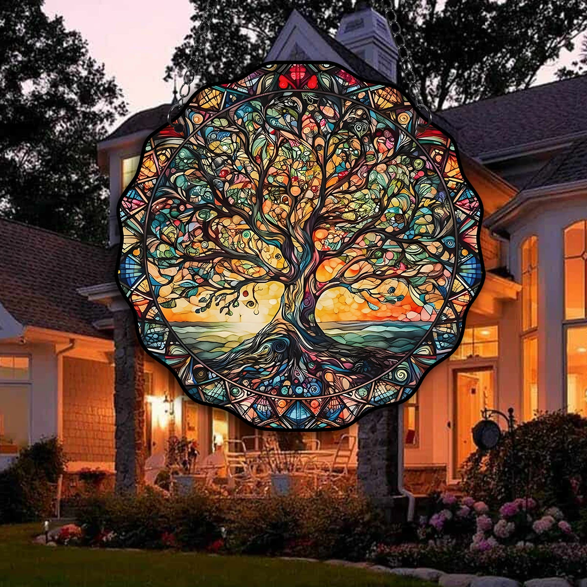 5.9inch Tree of Life Wall Art Decor Sun Hanging Sign Round Indoor Outdoor Window Acrylic Welcome Plate Pendant Decoration 5.9inch Tree of Life Wall Art Decor Sun Hanging Sign Round Indoor Outdoor Window Acrylic Welcome Plate Pendant Decoration