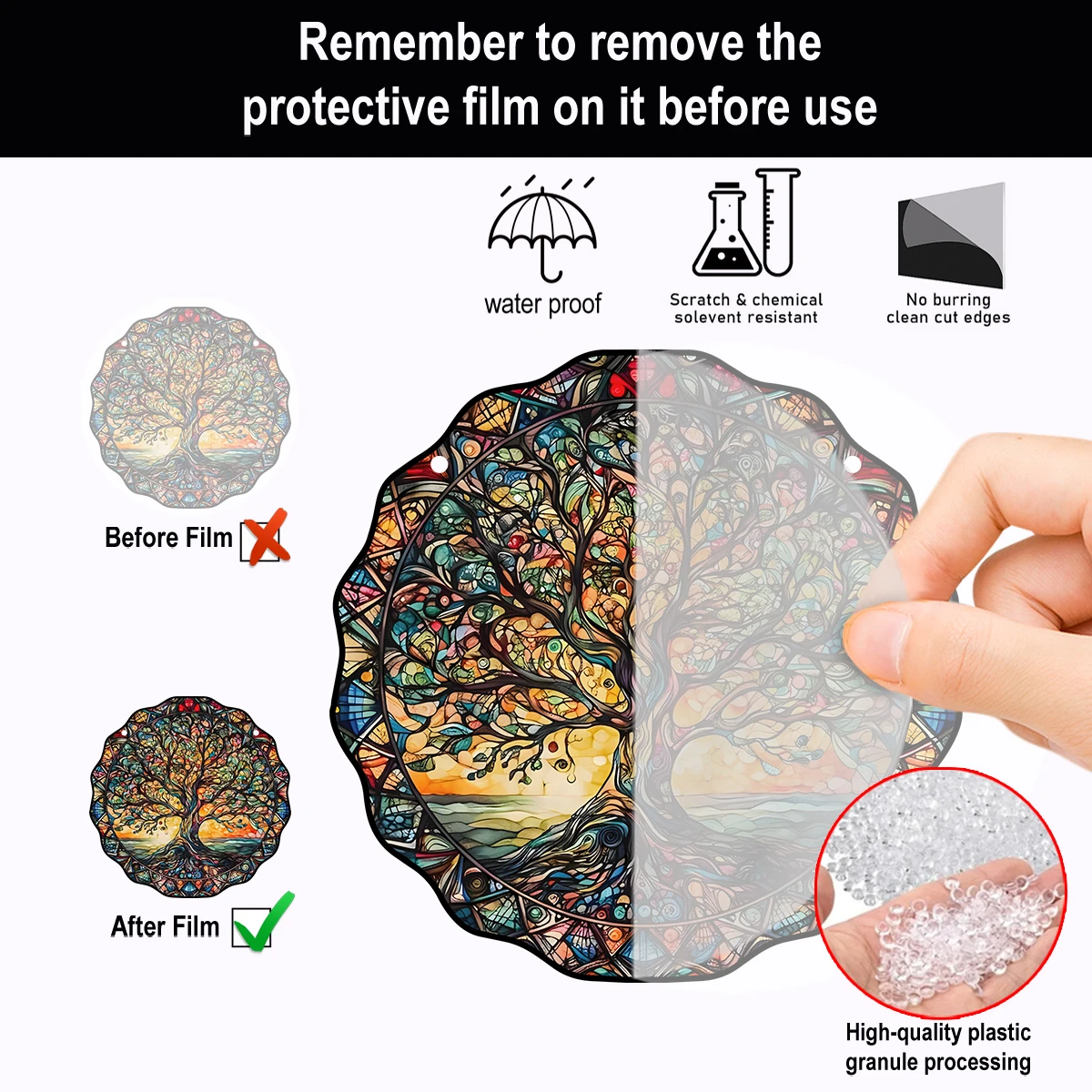 5.9inch Tree of Life Wall Art Decor Sun Hanging Sign Round Indoor Outdoor Window Acrylic Welcome Plate Pendant Decoration 5.9inch Tree of Life Wall Art Decor Sun Hanging Sign Round Indoor Outdoor Window Acrylic Welcome Plate Pendant Decoration