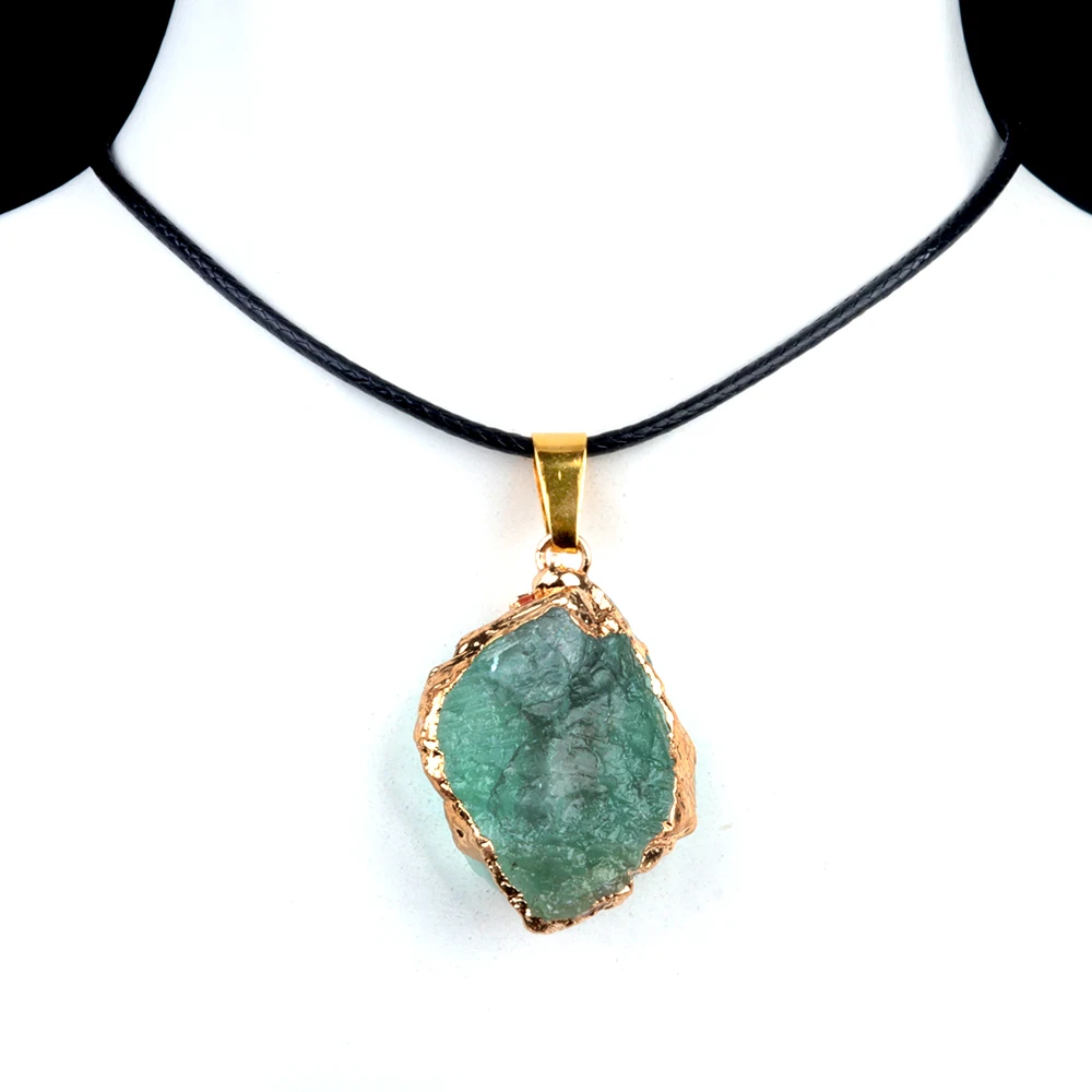 25-35mm Irregular Shape Natural Stone Crystal Necklaces Pendant Gold Color Wrap Charms for Jewelry Making DIY Earrings Accessory